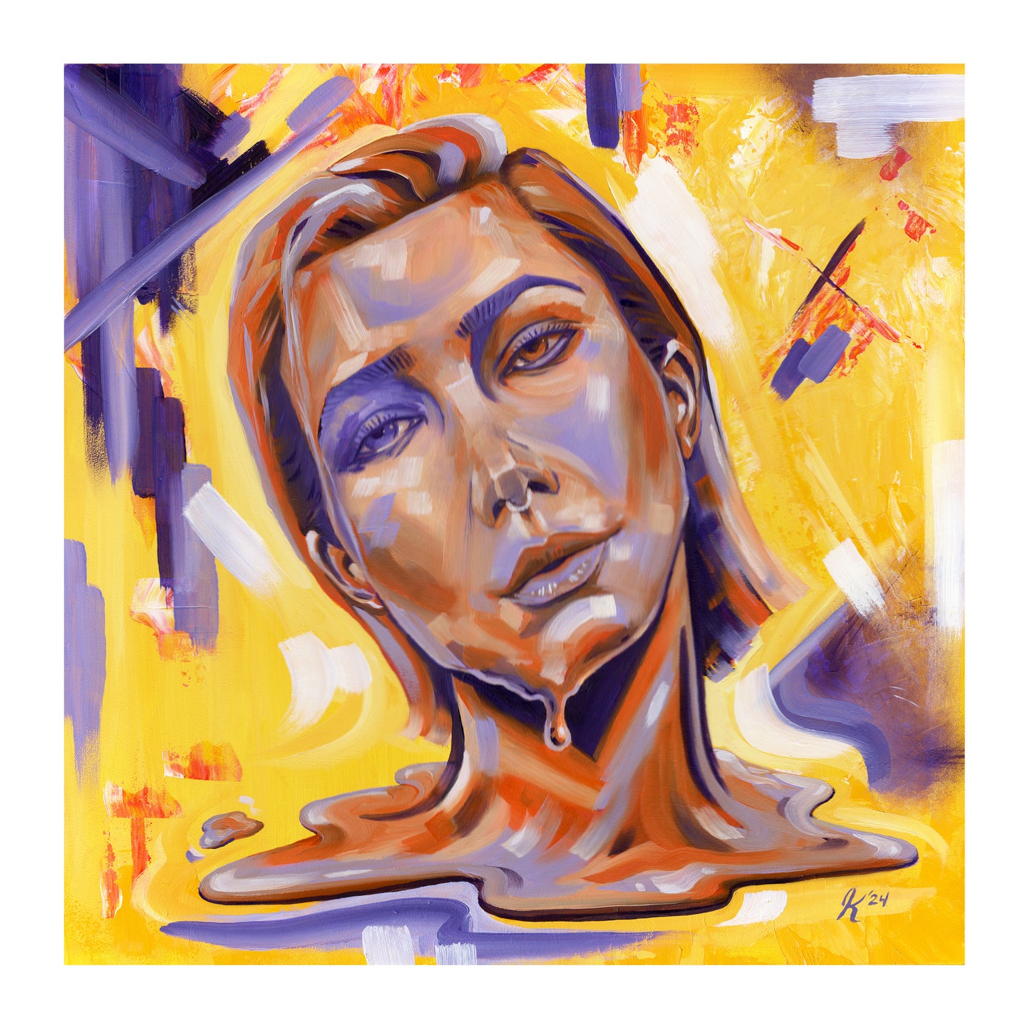 Wax - Melting Portrait - 12 x 12 Original Painting