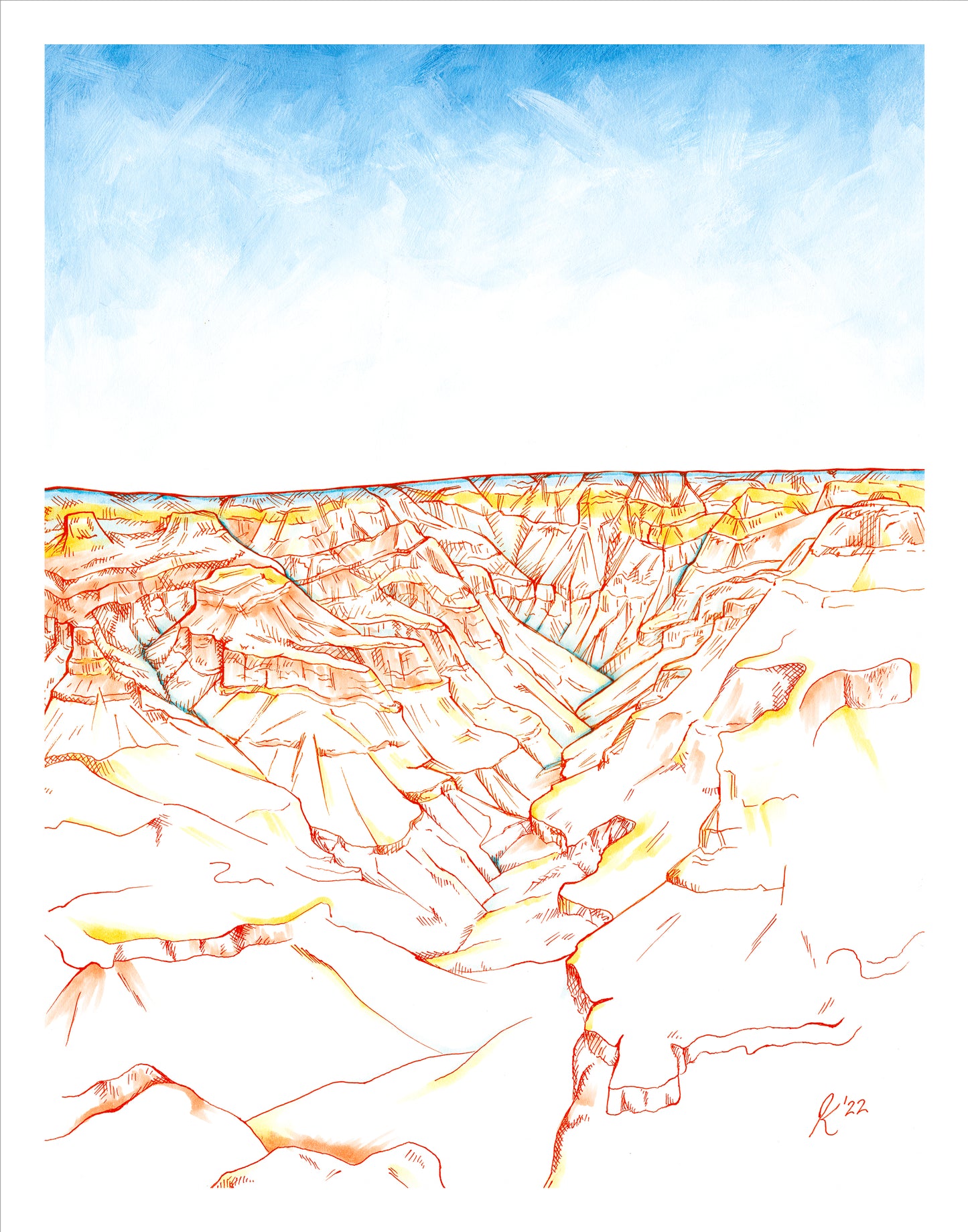 Grand Canyon in Mixed Media - 11 x 14 Print