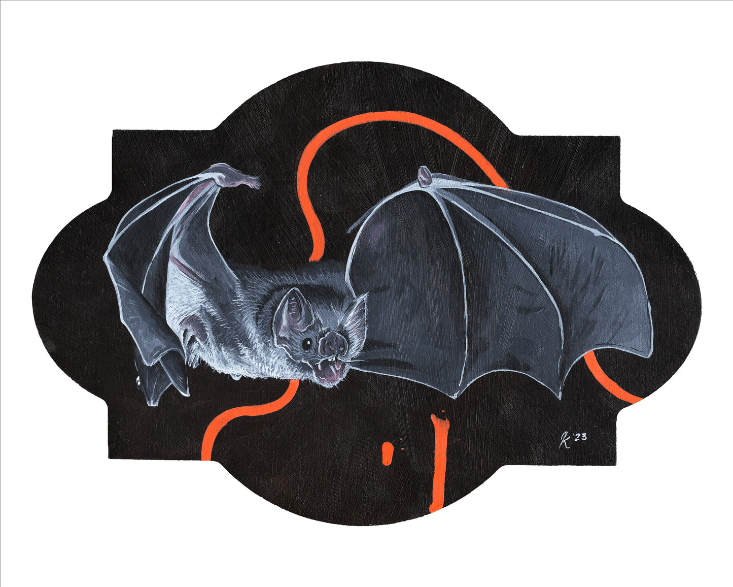 Bat - Original Painting - Acrylic on Wood Panel