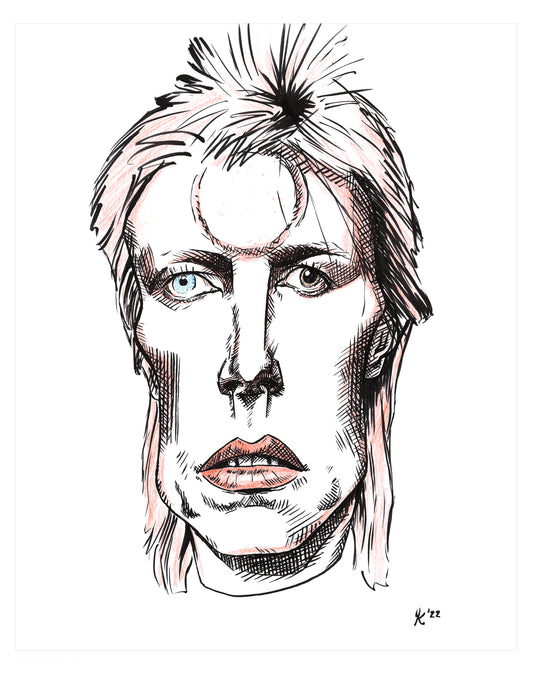 Ziggy Stardust - David Bowie Portrait - 8 x 10 Print